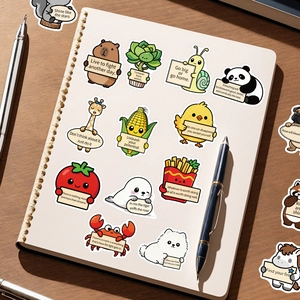 Lot de 100 autocollants animaux mignons avec citations motivantes sur un carnet