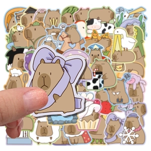 50 pieces of cute Capybara cartoon PVC stickers for DIY journals and tablets