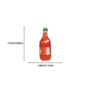 Size detail of cartoon chili sauce bottle sticker measuring 7.27cm by 2.82cm
