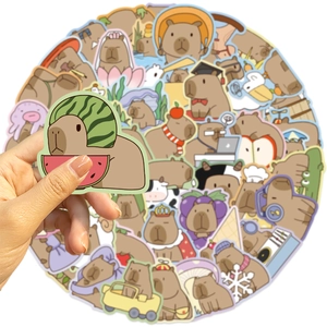 Lot de 50 autocollants Capybara imperméables pour décorer ordinateurs et valises