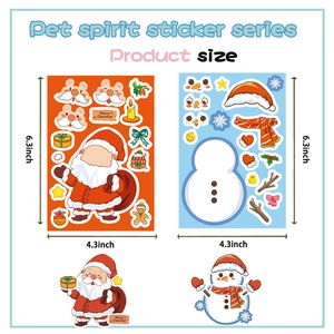 Christmas make-a-face stickers with Santa and snowman patterns, 6.3x4.3 inch size