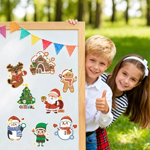 Set of 8 Christmas make a face stickers for kids with Santa and reindeer themes