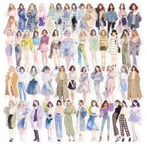 Korean Style Fashion Girl PET Stickers High Street Urban Outfit Illustration Decorative Material For Journaling DIY