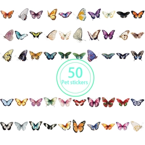 50 pieces of colorful butterfly PET stickers waterproof for DIY scrapbooking and crafts