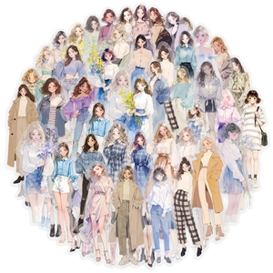 50 pieces of Korean ins style high street girl fashion PET stickers for creative scrapbooking