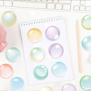 Macaron color transparent bubble stickers set for notebook and keyboard decoration