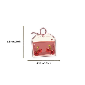 Autocollant de sachet de thé aux fruits dessin animé style Ins avec cerise de 2 pouces