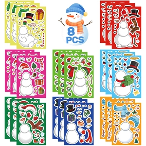 Autocollants de Noël Bonhomme de Neige DIY Dessin Animé pour Enfants Décoration Festive Jouets Éducatifs