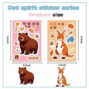Educational forest animal stickers for kids featuring bear and kangaroo puzzle designs