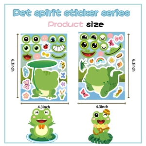 Autocollants puzzle grenouille DIY pour enfants, stickers étanches 6,3x4,3 pouces jeu