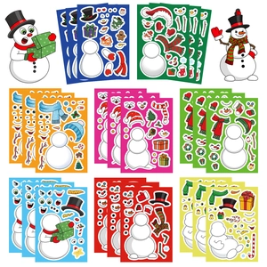 Kit d'autocollants bonhomme de neige de Noël DIY avec accessoires imperméables colorés