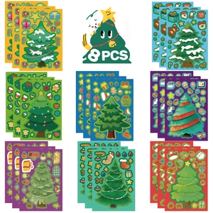 DIY Sapin de Noël Make A Face Autocollants Dessin Animé Père Noël Étoile Pour Enfants Décoration Fête Jeu Éducatif Amusant