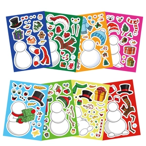 Lot de 8 autocollants de bonhomme de neige de Noël à bricoler pour enfants créatifs