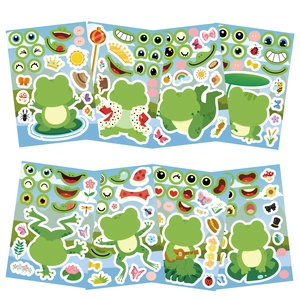 8 planches de stickers grenouilles mignons pour créer des visages et jeux créatifs DIY