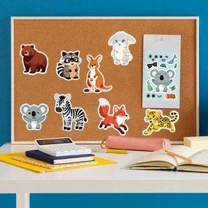 Waterproof DIY animal stickers featuring koala, panda and fox for creative crafting fun
