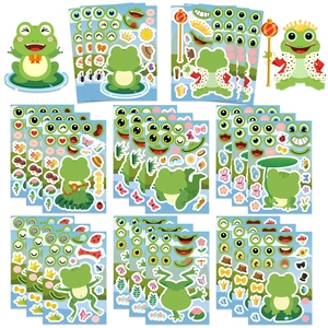Autocollants DIY Grenouille de Dessin Animé pour Enfants Étanche PVC Créatif Feuille d'Autocollants pour Artisanat