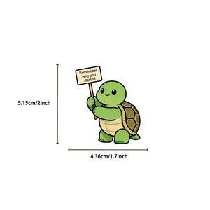Détail de taille d'un autocollant tortue avec citation motivante Remember why you started