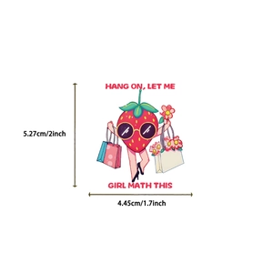 Cute Korean strawberry sticker for scrapbooks and guitars with shopping girl math design