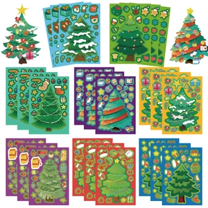 Kit d'autocollants de Noël DIY pour enfants avec motifs de sapin et Père Noël