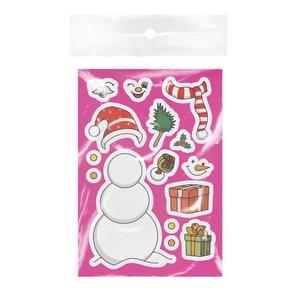 Détail du kit d'autocollants bonhomme de neige de Noël DIY dans son emballage de vente