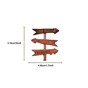 Detailed dimensions of autumn wooden signs featuring Corn Maze, Pumpkins, and Hayrides icons
