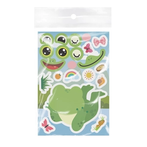 DIY cartoon frog make-a-face sticker sheet set for kids including various facial features