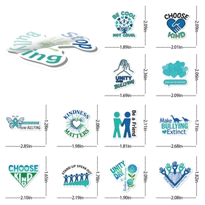50pcs Anti-Bullying Stickers with kindness quotes for laptops and notebooks in blue tones