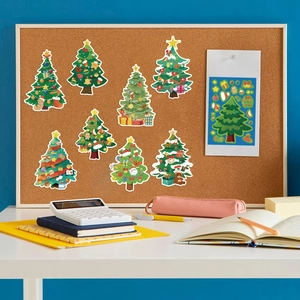 Set de stickers de sapin de Noël créatifs avec Père Noël et cadeaux pour décoration de fête
