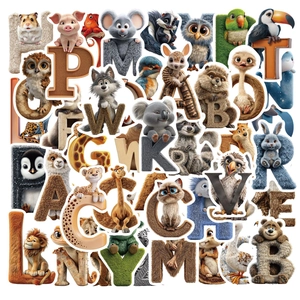 3D Cartoon Animal English Alphabet Stickers PVC Waterproof Journal Decals For Kids Early Education DIY Decoration