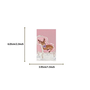 Detailed size guide of cute pink deer Christmas stamp sticker with dimensions and measurements