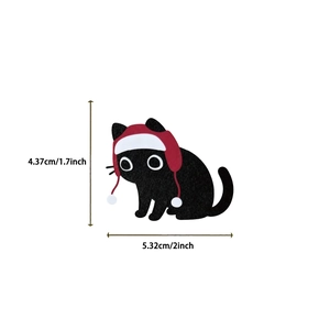 Guida alle taglie dell'adesivo gatto nero di Natale con dimensioni 4,37 cm per 5,32 cm