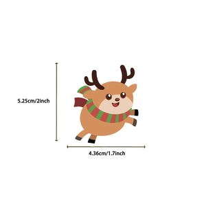 Detailed size view of a cartoon Christmas reindeer sticker showing 2-inch height dimension