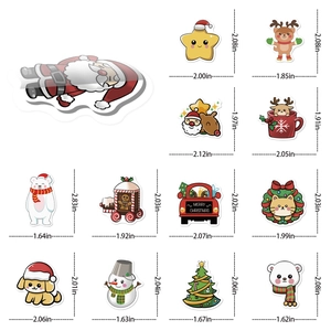 50pcs Cartoon Christmas Stickers with Santa and Reindeer designs for holiday decorations