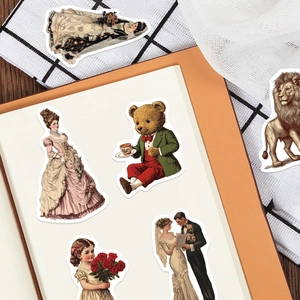 50 pegatinas vintage estética victoriana impermeables para scrapbooking y decoración