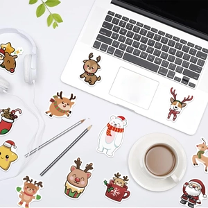 50 pieces of cartoon Christmas stickers for laptop and bottle festive decoration