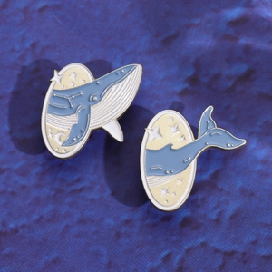 Broches baleines en émail thème galaxie étoilée, badges animaux bleus pour sacs et vêtements
