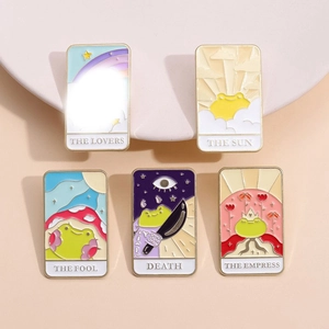 Cartoon Frosch Tarotkarte Emaille Pin Legierung Brosche Tod Narr Magier Kaiserin Kaiser Abzeichen Lustiger Schmuck Geschenk
