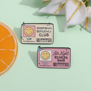 Creative ID Card Enamel Pin Serotonin Deficiency Late Night Readers Club Alloy Brooch VIP Member Badge For Backpack Clothing Decorative Unisex Gift
