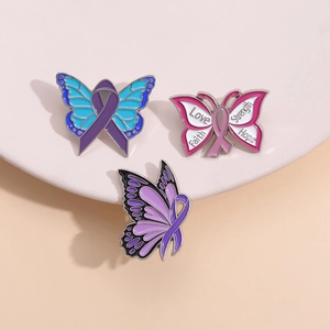 Broche en Alliage Émaillé Forme de Papillon Design avec Ruban et Lettrage Inspirant Badge pour Décoration de Vêtements et Sacs pour Femmes