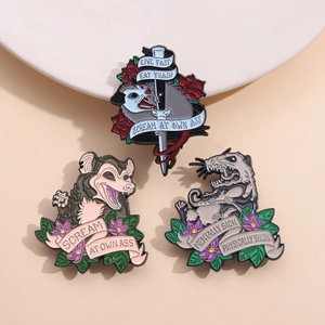 Funny Opossum Enamel Pin Set Alloy Animal Meme Brooch Screaming Possum Lapel Badge For Backpack Clothing Decor Unisex Jewelry