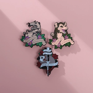 Funny Opossum enamel pin set with Mentally Sick and Live Fast Eat Trash slogans