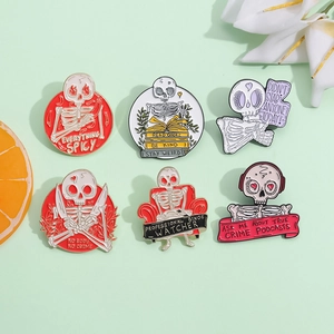 Funny Skeleton Enamel Pin Set Cartoon Punk Humorous Skull Badge Brooch Jewelry Gift For Backpack Denim Jacket Accessories