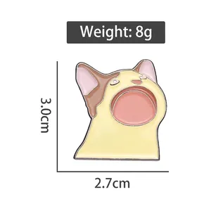 Funny Pop Cat enamel pin cartoon kitten brooch with wide open mouth animal badge