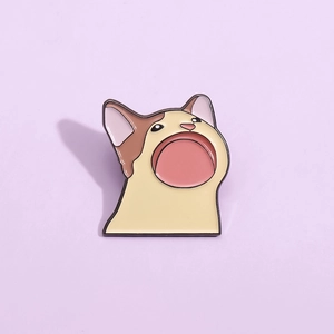 Cute enamel Pop Cat pin badge made of durable metal alloy for bags and clothing décor