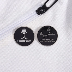 Lustiges Emaille-Anstecknadel-Set mit Strichmännchen und humorvollen Sprüchen