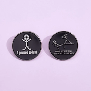 Kreative Runde Geometrische Legierung Emaille Brosche Lustige Strichmännchen Englische Zitate Sarkastische Reversnadel Für Rucksack Schmuck