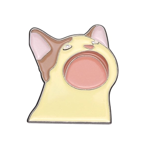 Cute Pop Cat enamel pin featuring the famous internet meme cat with an open mouth design