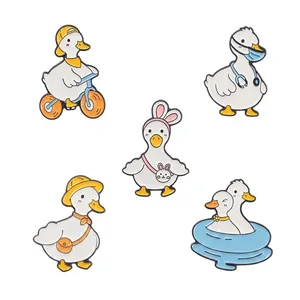 Cute Cartoon Duck Enamel Pin Alloy Brooch Animal Badge For Clothing Bag Accessories Doctor Cycling Swimming Duckling Lapel Pin