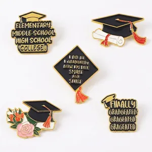 Graduation Season Enamel Pin Alloy Brooch For Students Doctor Hat Diploma Bouquet Commemorative Badge Jewelry Gift Accessory
