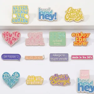 Creative Alloy Enamel Brooch Pin English Letter Motivational Slogan Badge For Clothes Backpack Decoration Accessory Women